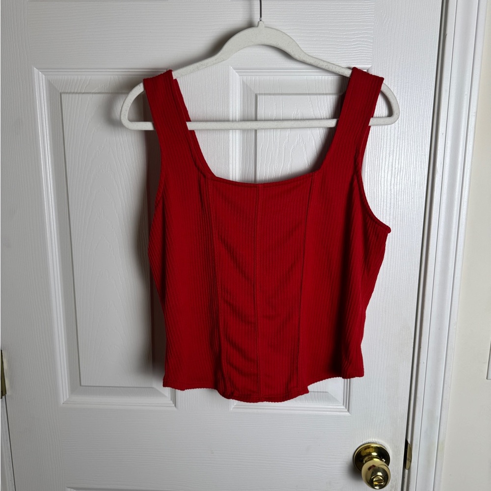 Plus Size No Boundaries Red Ribbed Crop Top